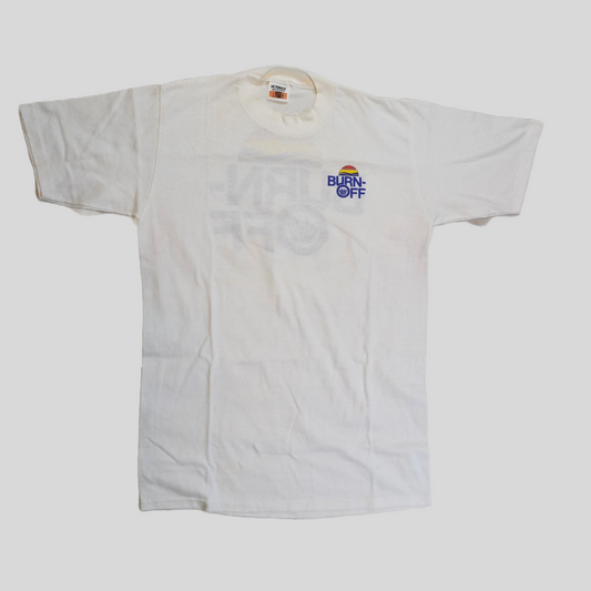 (M) Vintage 1980s SUNBELT Sportswear “BURN-OFF”Crew Neck T shirt White #2