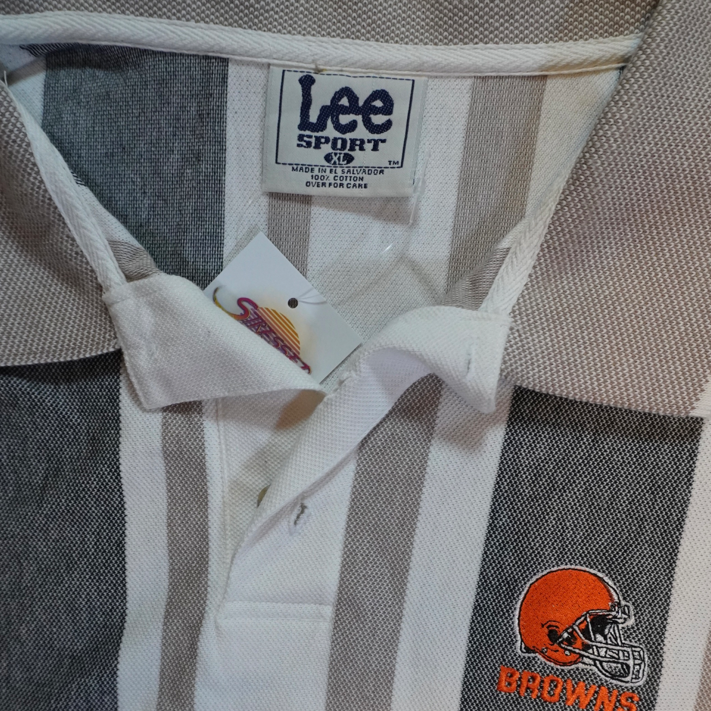 (XL) Vintage 90’s Cleveland-Browns Polo Shirt Embroidered Logo By Lee Sport