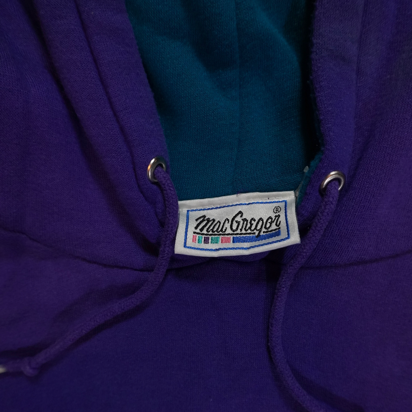 Vintage MacGregor Hoodie Mens  Blue Pullover Sweater 80s Blank Gym 100% Acrylic