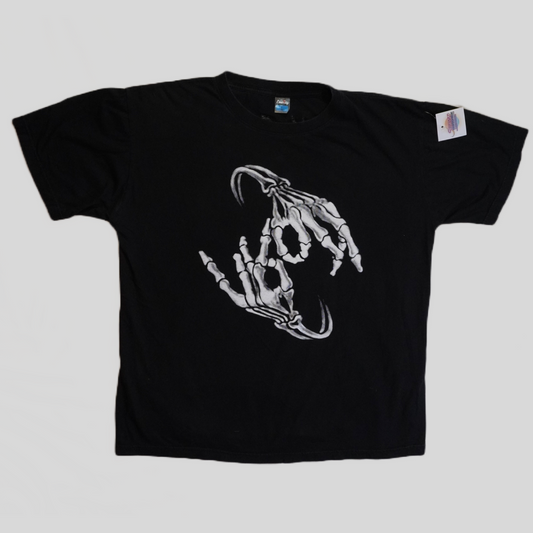 (L) Vintage Y2K Korn Skeleton Fingers Double Sided Tour Concert T-Shirt