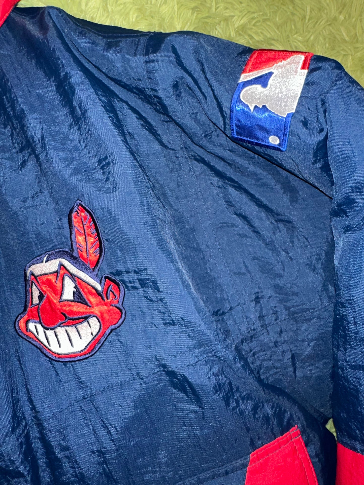 (L) Vintage Pro Player Reversible Cleveland Indians Winter Jacket  Clean Puffer